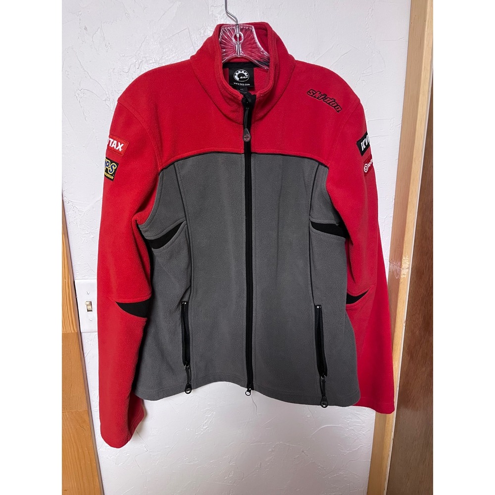 Ski-Doo BRP Racing Fleece Jacket Red Grey Full Zip Rotax Brembo Mens Large